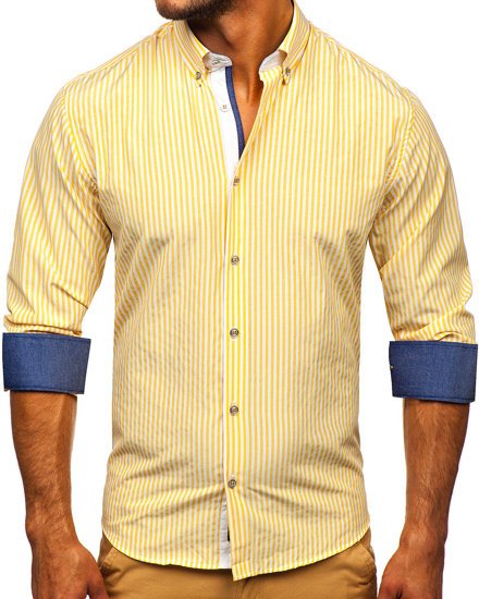 Men's Striped Long Sleeve Shirt Yellow Bolf 20704