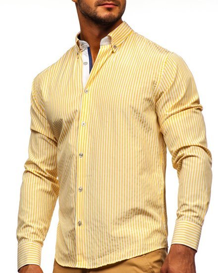 Men's Striped Long Sleeve Shirt Yellow Bolf 20704