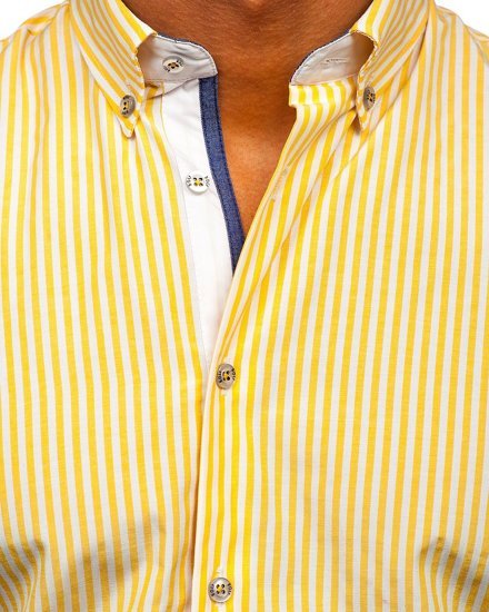 Men's Striped Long Sleeve Shirt Yellow Bolf 20704