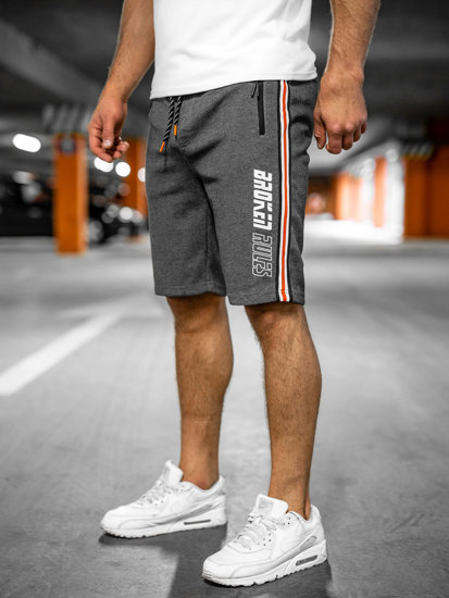 Men's Sweat Shorts Anthracite-Orange Bolf Q3884