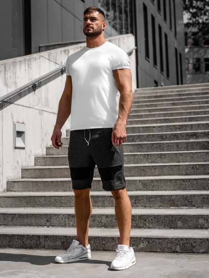 Men's Sweat Shorts Black-White Bolf Q3877