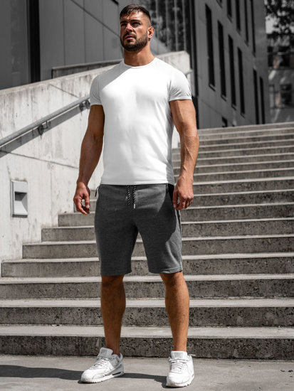 Men's Sweat Shorts Grey-White Bolf Q3876