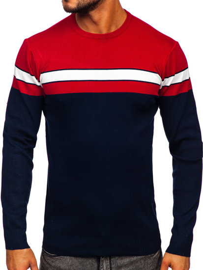 Men's Sweater Red-Navy Blue Bolf H2107