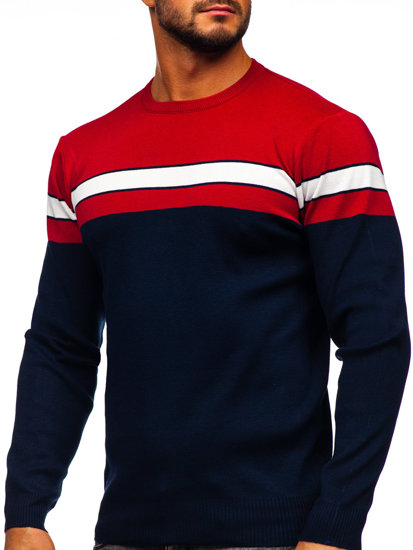 Men's Sweater Red-Navy Blue Bolf H2107