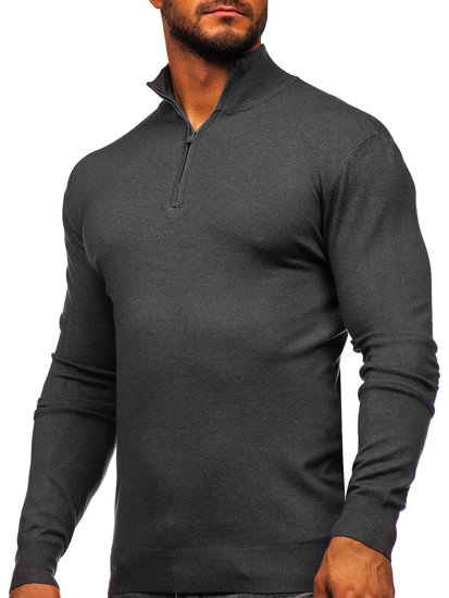 Men's Sweater with stand up collar Anthracite Bolf MM6007