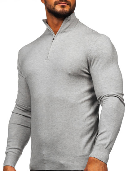 Men's Sweater with stand up collar Grey Bolf MM6007