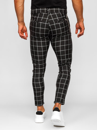 Men's Textile Checkered Chinos Black Bolf 0057