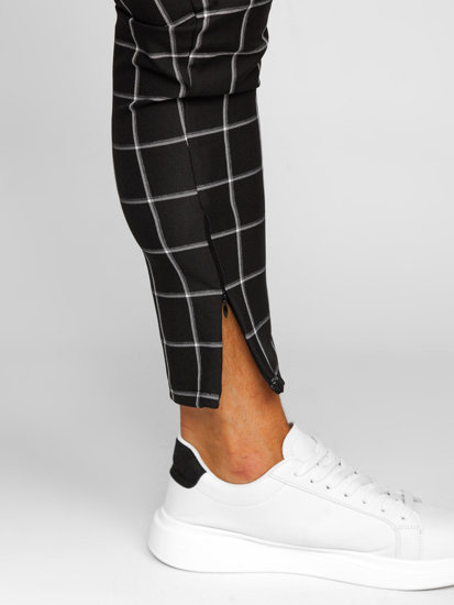 Men's Textile Checkered Chinos Black Bolf 0057