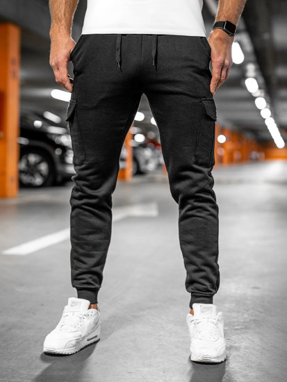 Men's Thick Cargo Joggers Black Bolf JX8709A