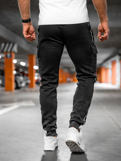 Men's Thick Cargo Joggers Black Bolf JX8715A