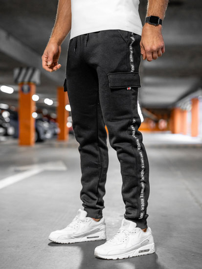 Men's Thick Cargo Joggers Black Bolf JX8715A