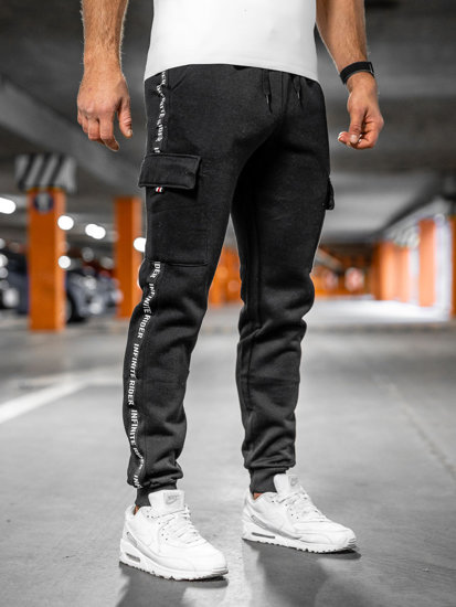 Men's Thick Cargo Joggers Black Bolf JX8715A