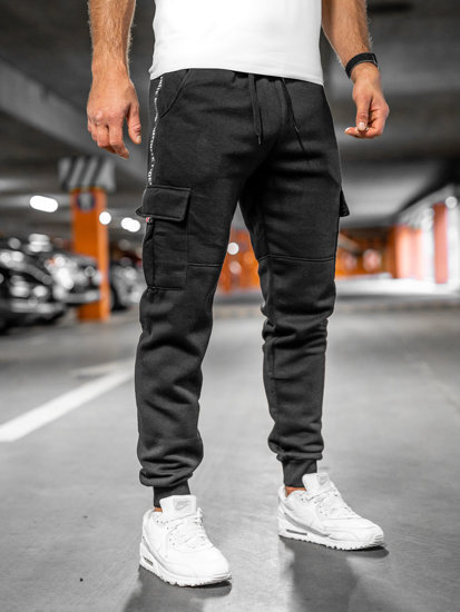 Men's Thick Cargo Sweatpants Black Bolf JX9395A