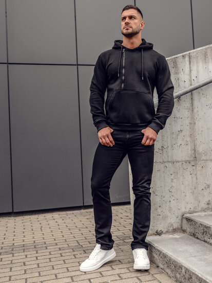 Men's Thick Hoodie Black Bolf 02-A