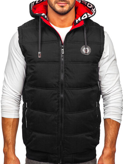 Men's Thick Quilted Gilet with hood Black Bolf 84M3027