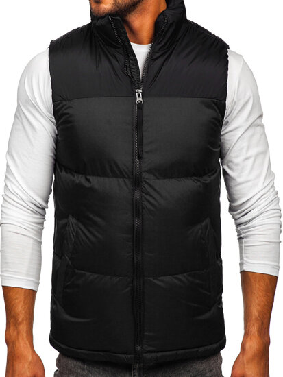 Men's Thick Quilted Gilet with hood Black Bolf 9969