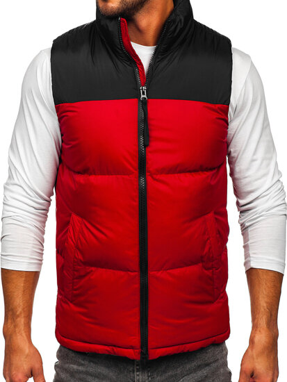 Men's Thick Quilted Gilet with hood Claret Bolf 9969