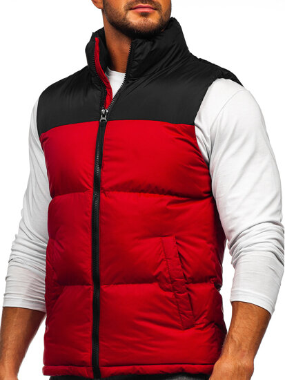 Men's Thick Quilted Gilet with hood Claret Bolf 9969