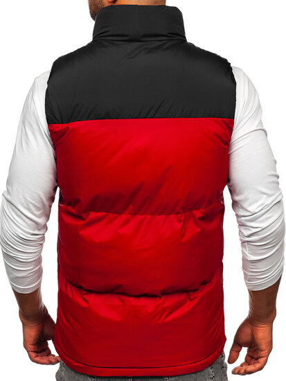 Men's Thick Quilted Gilet with hood Claret Bolf 9969