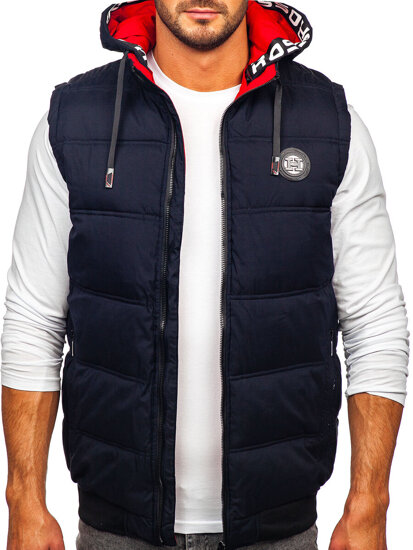 Men's Thick Quilted Gilet with hood Navy Blue Bolf 84M3027