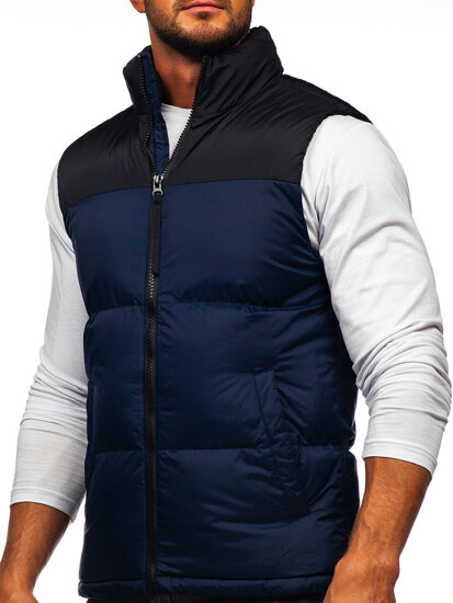 Men's Thick Quilted Gilet with hood Navy Blue Bolf 9969