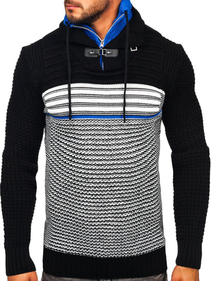 Men's Thick Stand Up Sweater Black-Blue Bolf 2026