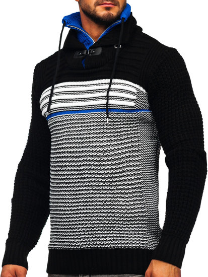 Men's Thick Stand Up Sweater Black-Blue Bolf 2026