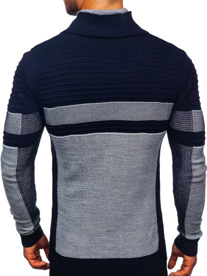 Men's Thick Stand Up Sweater Navy Blue Bolf 1053