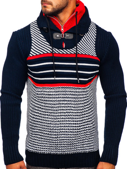 Men's Thick Stand Up Sweater Navy Blue Bolf 2000