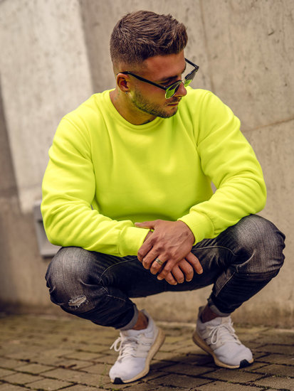 Men's Thick Sweatshirt Yellow-Neon Bolf 2001A