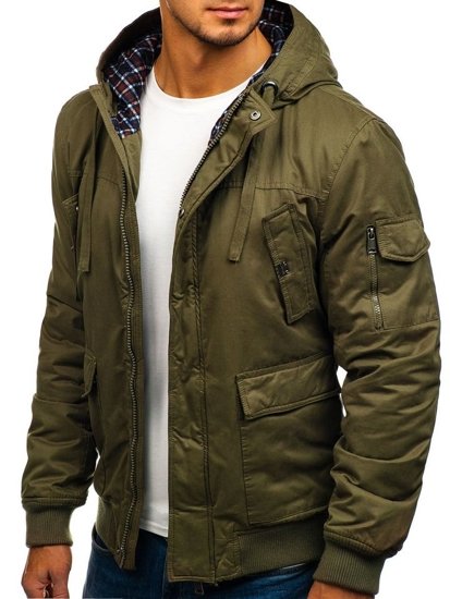 Men's Thick Winter Cotton Jacket Green Bolf 1890