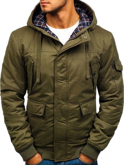 Men's Thick Winter Cotton Jacket Green Bolf 1890