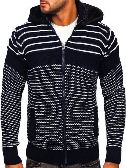 Men's Thick Zip Hooded Sweater Navy Blue Bolf 2031