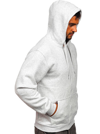 Men's Thick Zip Hoodie Light Grey Bolf 2008