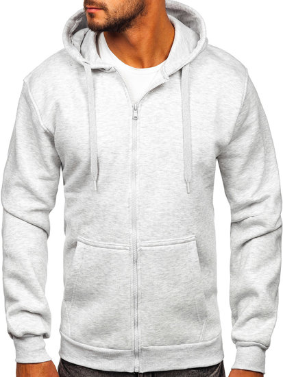 Men's Thick Zip Hoodie Light Grey Bolf 2008