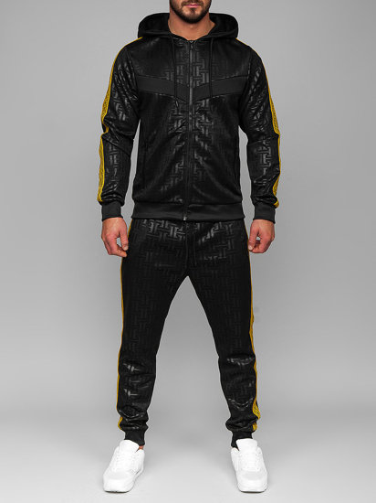 Mens black and outlet gold adidas tracksuit