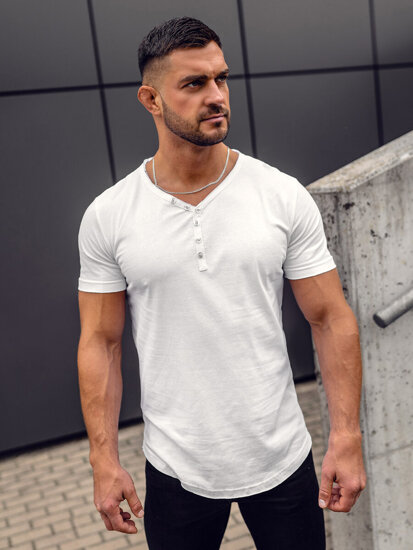 Men's V-neck Basic T-shirt White Bolf 4049A