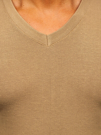 Men’s V-neck Sweater Beige Bolf H2405