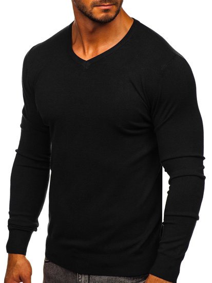 Men's V-neck Sweater Black Bolf YY03