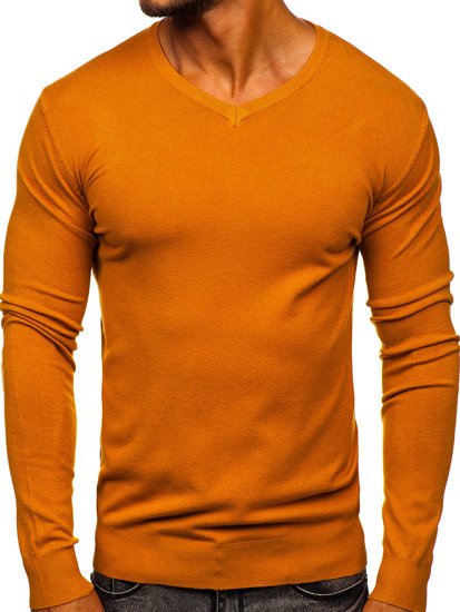 Men's V-neck Sweater Camel Bolf YY03