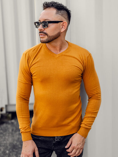 Men's V-neck Sweater Camel Bolf YY03