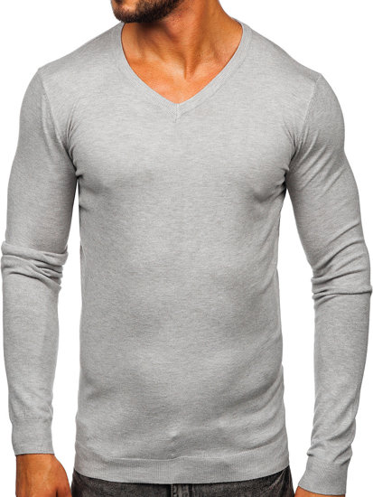 Men's V-neck Sweater Grey Bolf MMB601