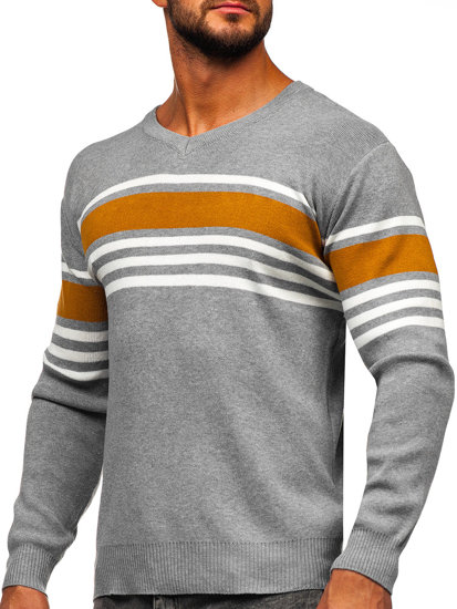 Men's V-neck Sweater Grey Bolf S8536