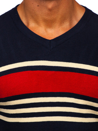 Men's V-neck Sweater Navy Blue Bolf S8536