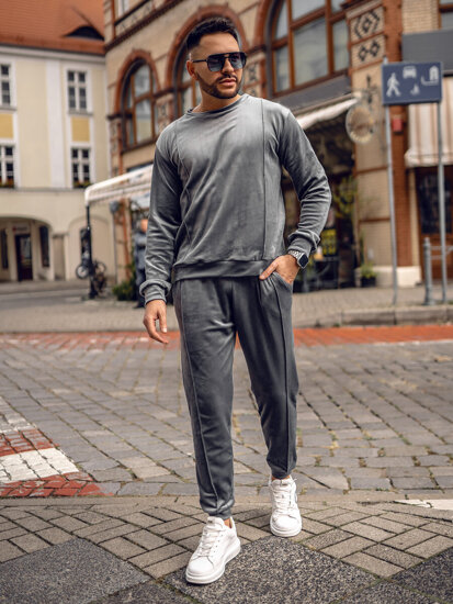 Men's Velour Tracksuit Grey Bolf 0001