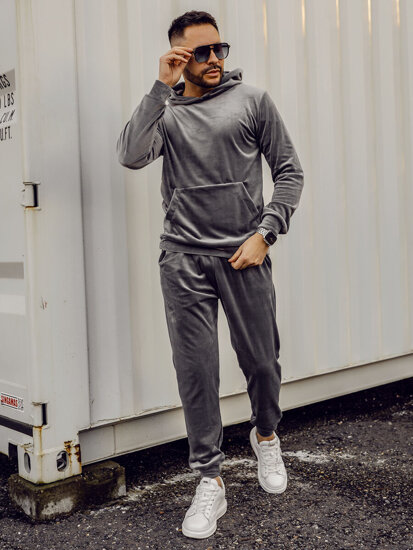 Men's Velour Tracksuit Grey Bolf 0002