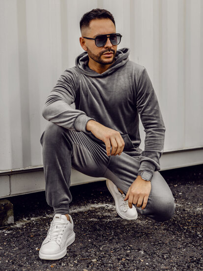 Men's Velour Tracksuit Grey Bolf 0002