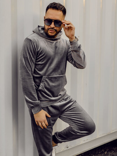 Men's Velour Tracksuit Grey Bolf 0002