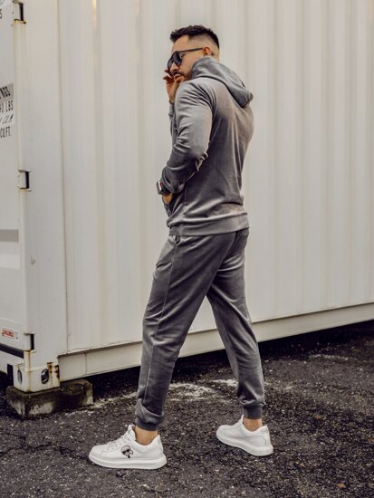 Men's Velour Tracksuit Grey Bolf 0002