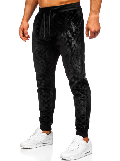 Men's Velour Tracksuit with Hood Black Bolf 3A82-A